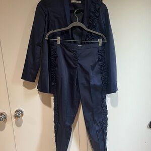 ASOS Navy Women's Pantsuit with Ruffle Detail